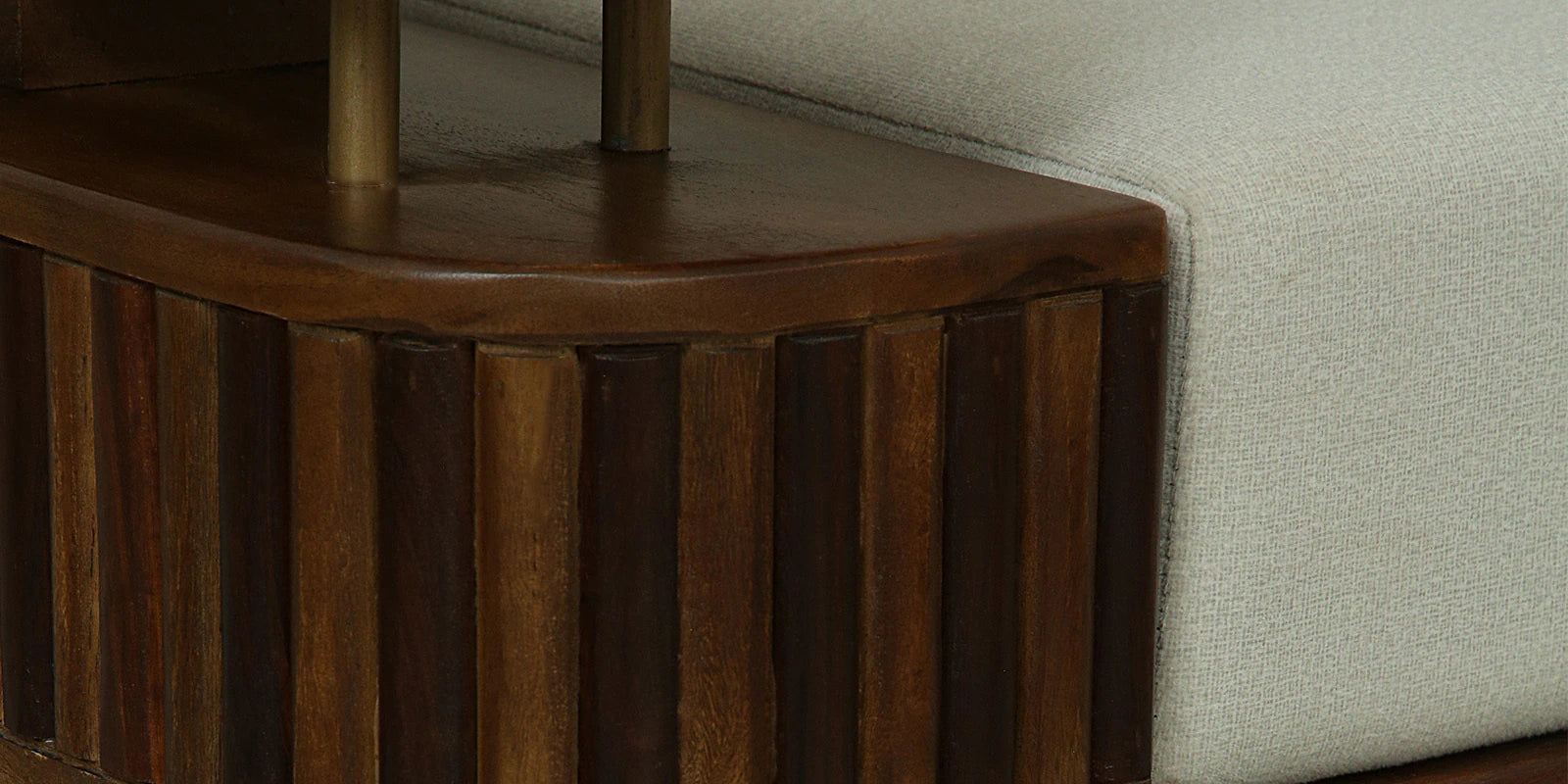 Seravu Sheesham Wood 2 Seater Sofa In Beige Colour