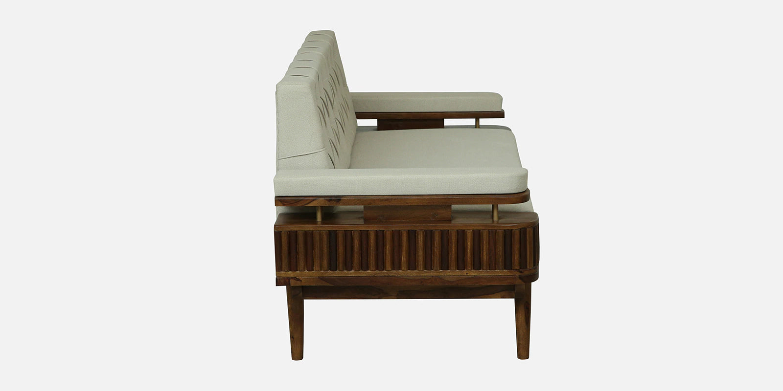 Seravu Sheesham Wood 3 Seater Sofa In Beige Colour