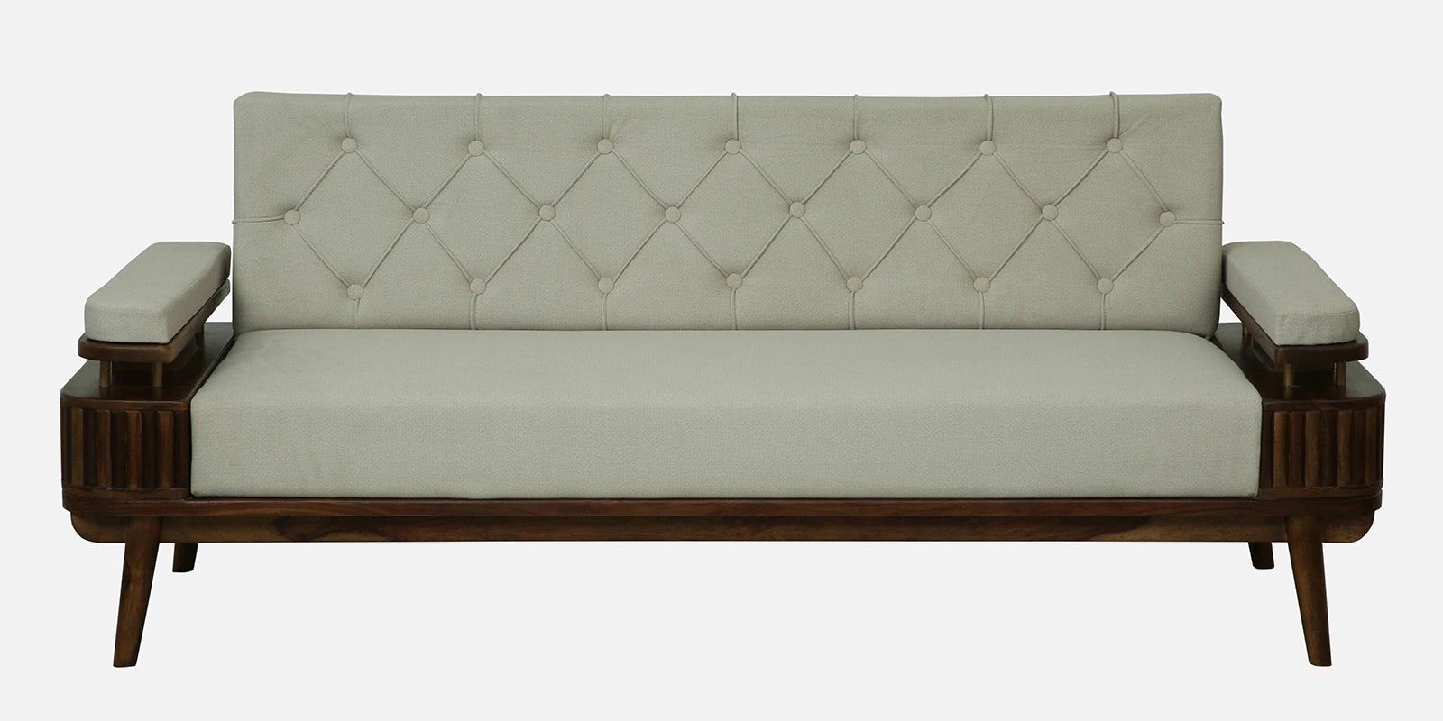 Seravu Sheesham Wood 3 Seater Sofa In Beige Colour