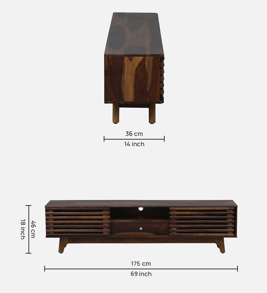 Amman Sheesham Wood TV Console In Scratch Resistant Provincial Teak Finish For TV's Upto 65 In - Febonic Living