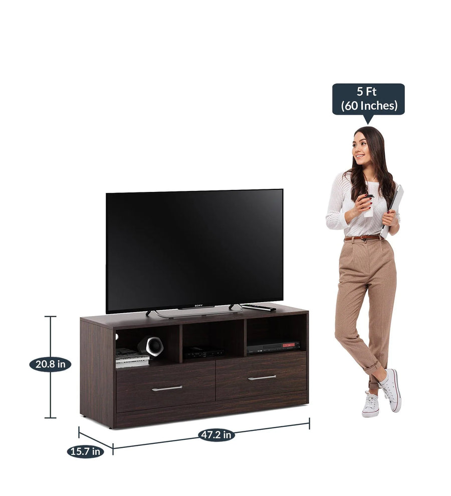 Satna TV Unit In Dark Walnut Finish - Febonic Living
