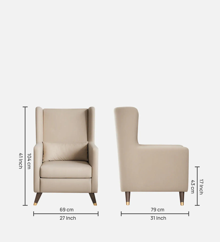 Molen Velvet Wing Chair In Camel Beige Finish With Ottoman - Febonic Living