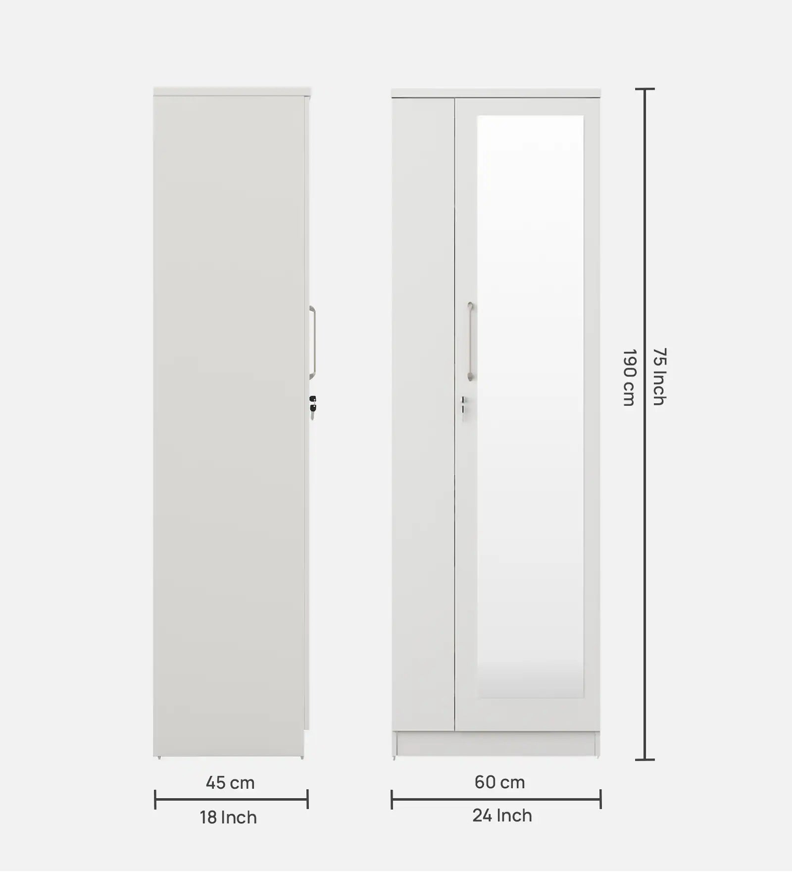 Orcale 1 Door Wardrobe in Frosty White Finish With Locker
