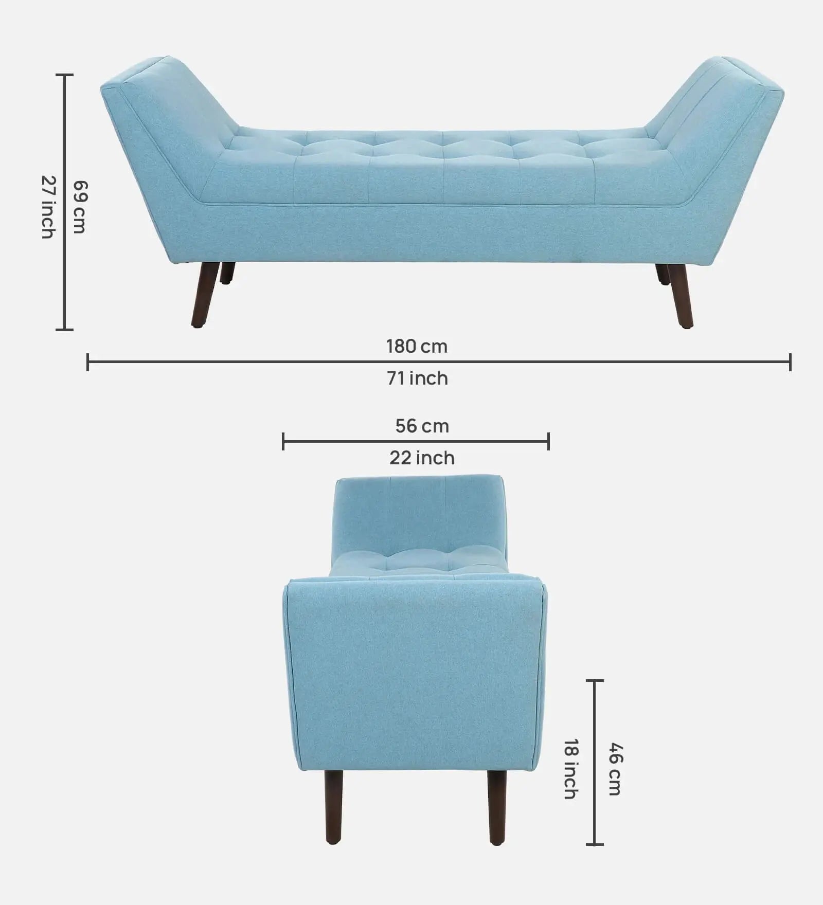 Orion Chenille Fabric Chaise Lounger In Ice Blue Color Febonic Living