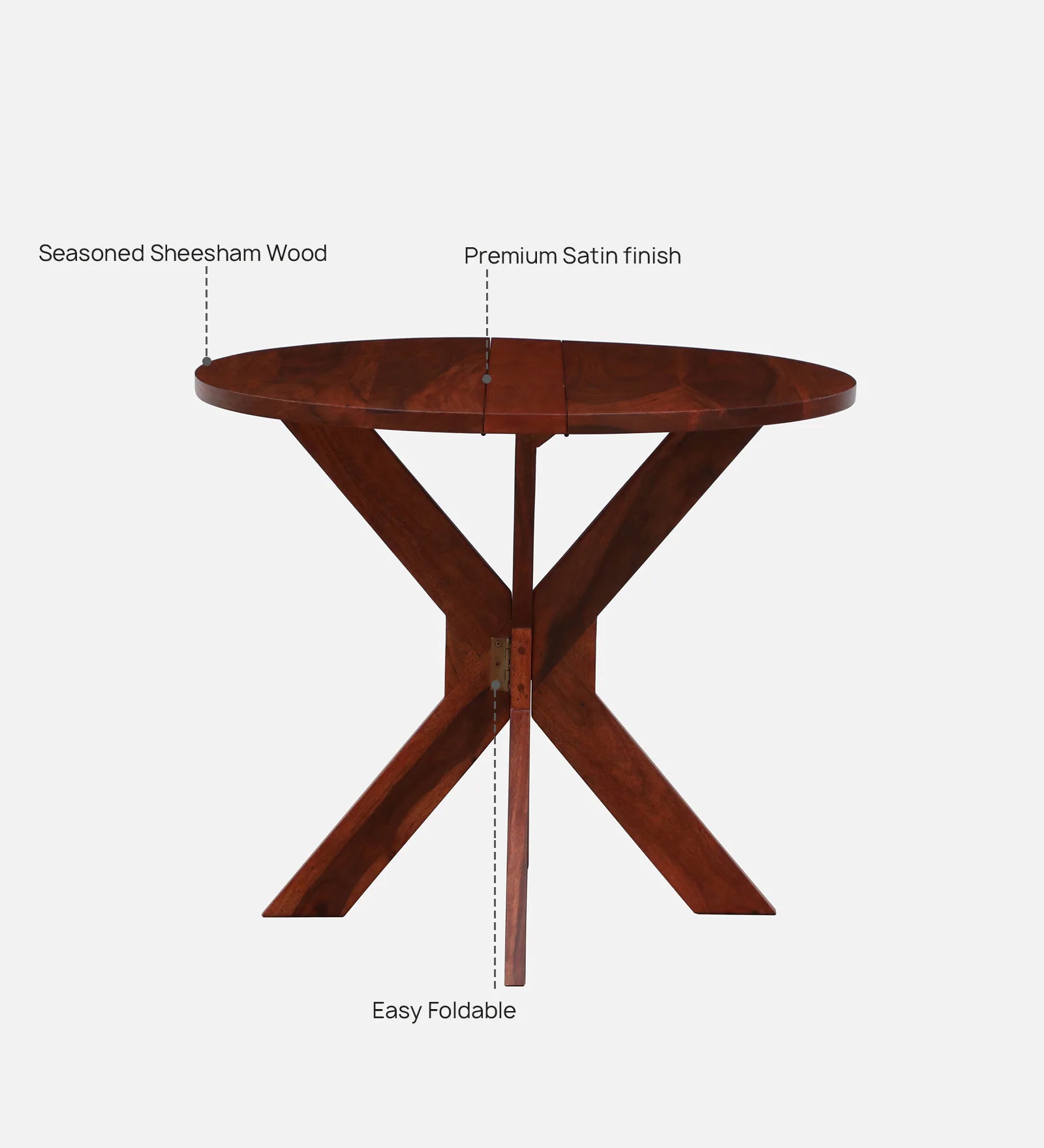 Foshan Sheesham Wood 4 Seater Folding Dining Set In Honey Oak Finish - Febonic Living