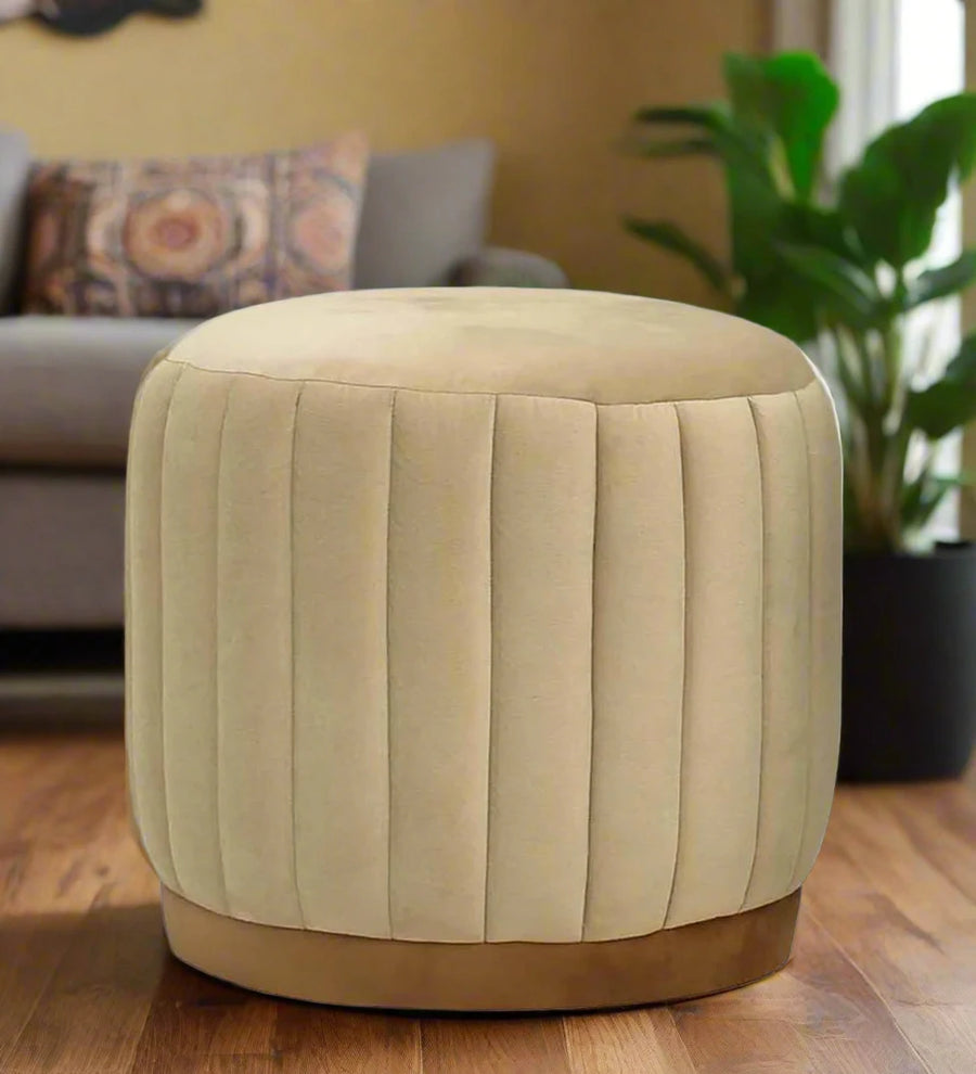 Parker Fabric Pouffe - Beige by Febonic Living