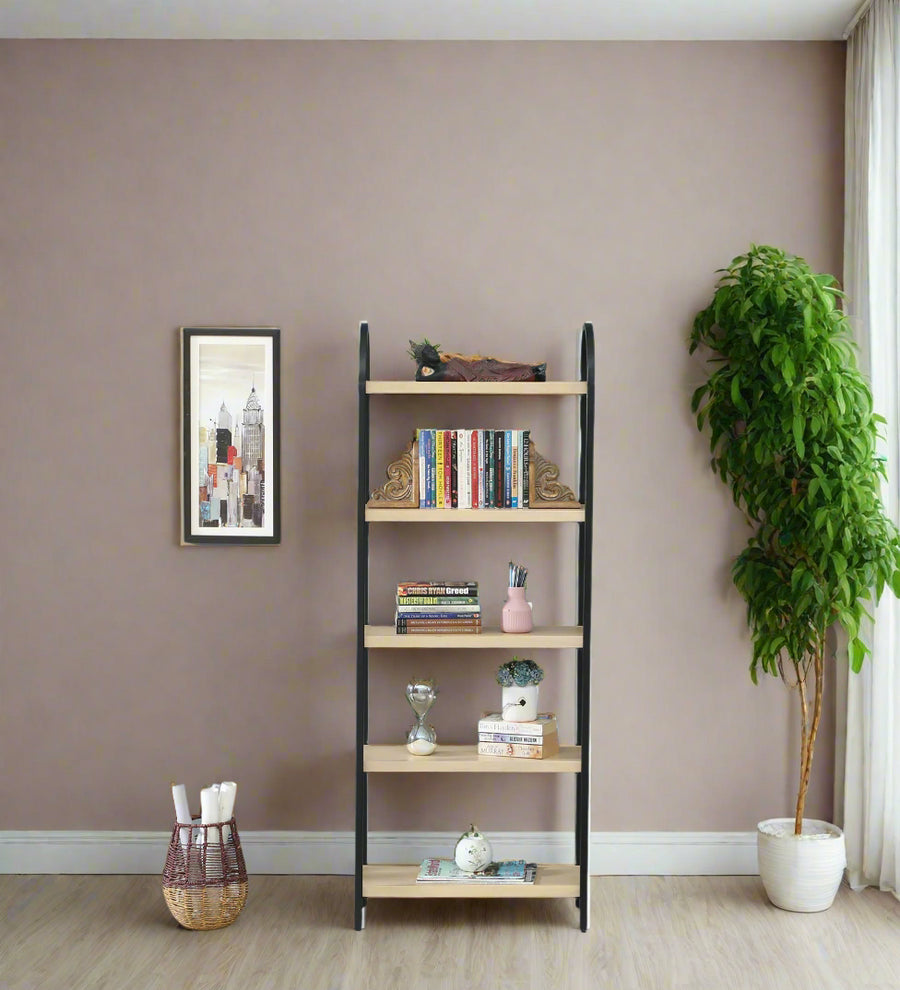 Sucre Solid Wood Book Shelf In Gold Wash Finish - Febonic Living