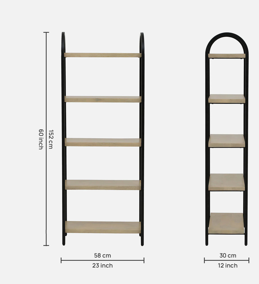 Sucre Solid Wood Book Shelf In Gold Wash Finish - Febonic Living