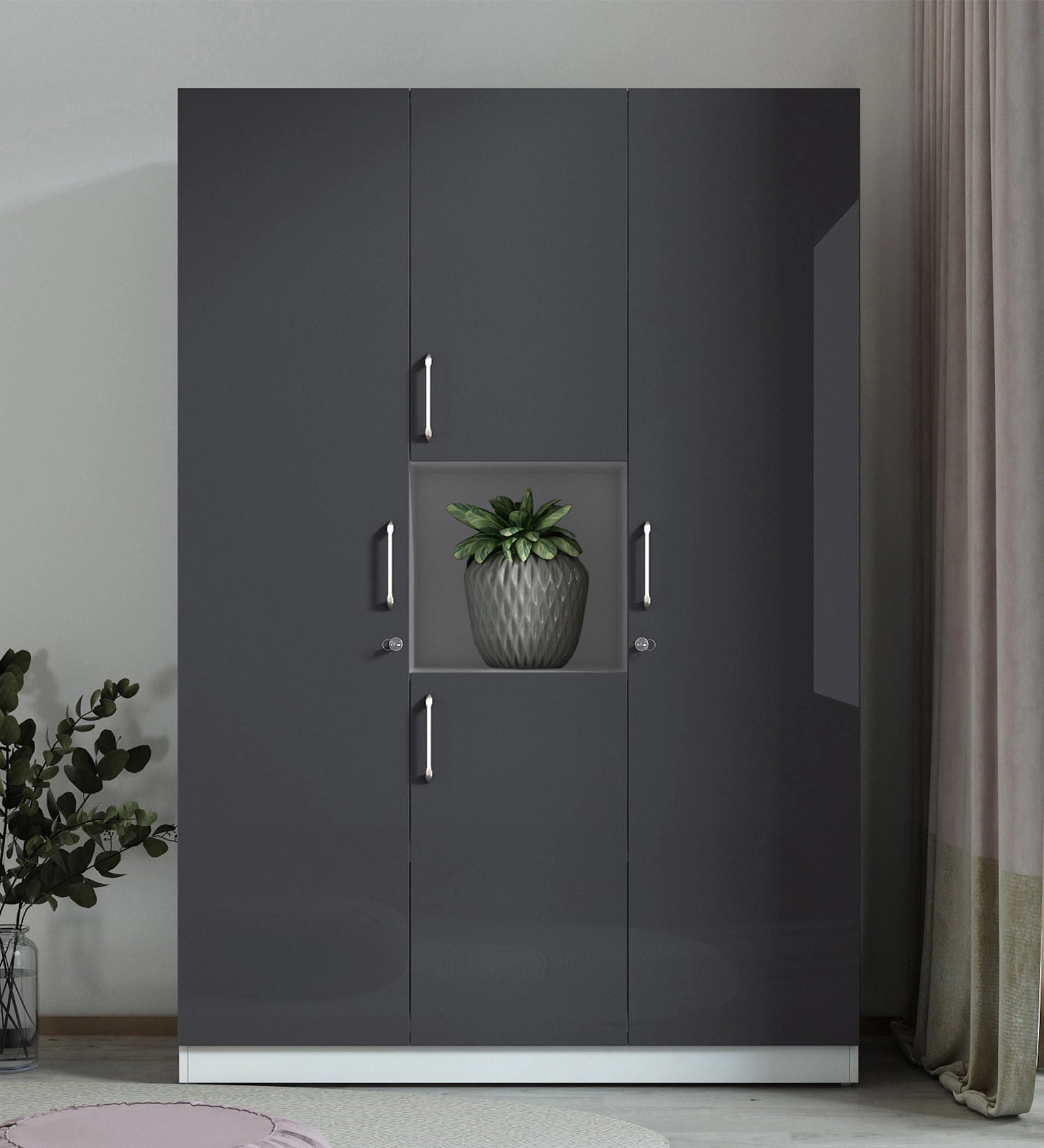 Pearl 3 Door Wardrobe in Wenge & Frosty White Finish