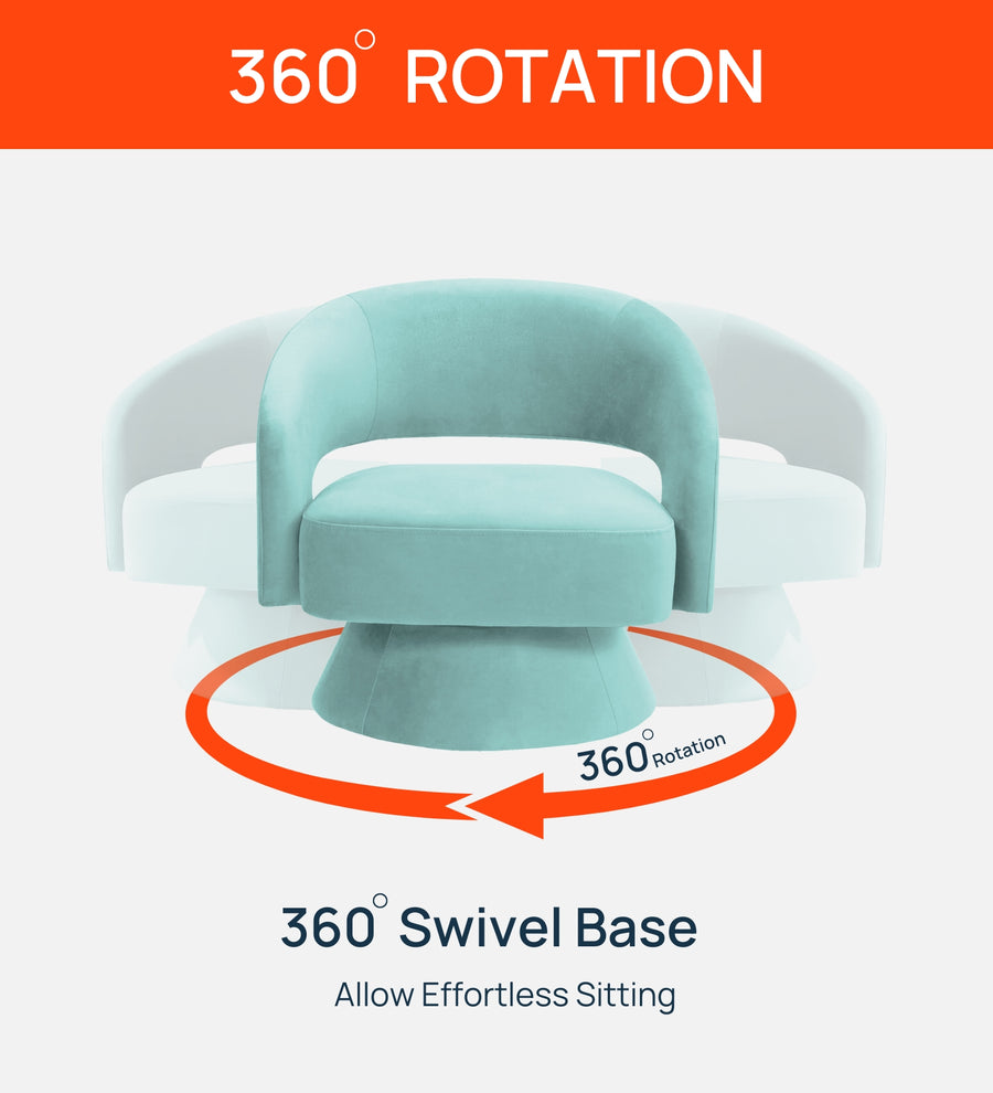 Pendra Velvet Swivel Chair In Pearl Grey Colour - Febonic Living