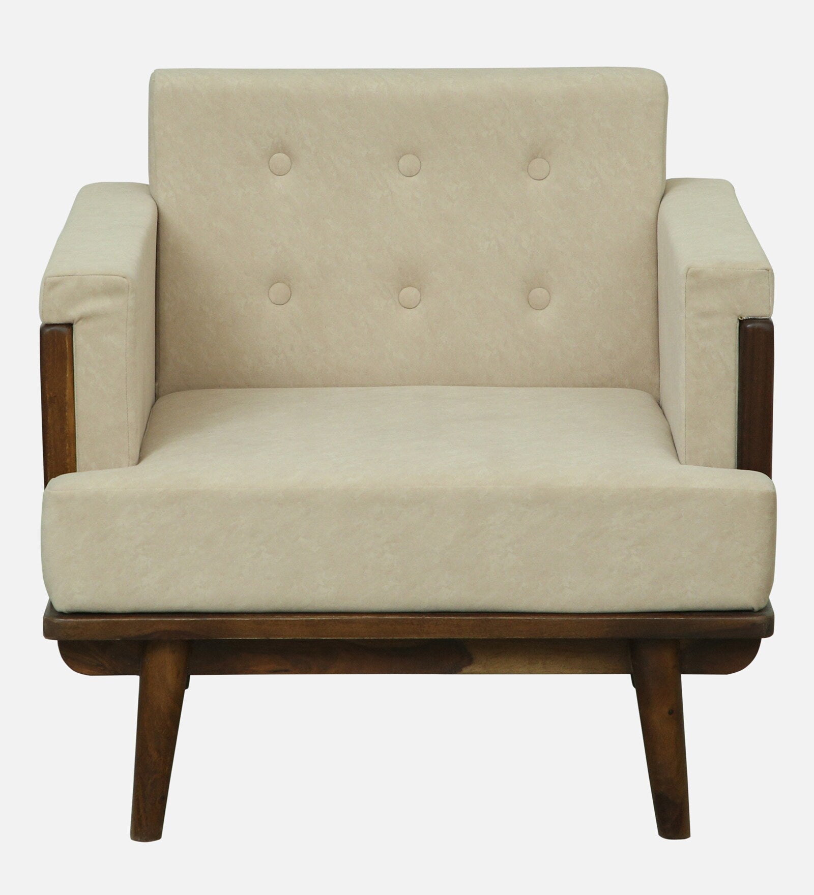 Tivoli Sheesham Wood 1 Seater Sofa In Beige Colour