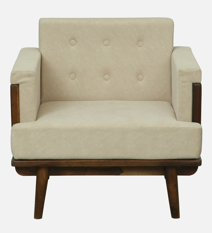 Tivoli Sheesham Wood 1 Seater Sofa In Beige Colour - Febonic Living