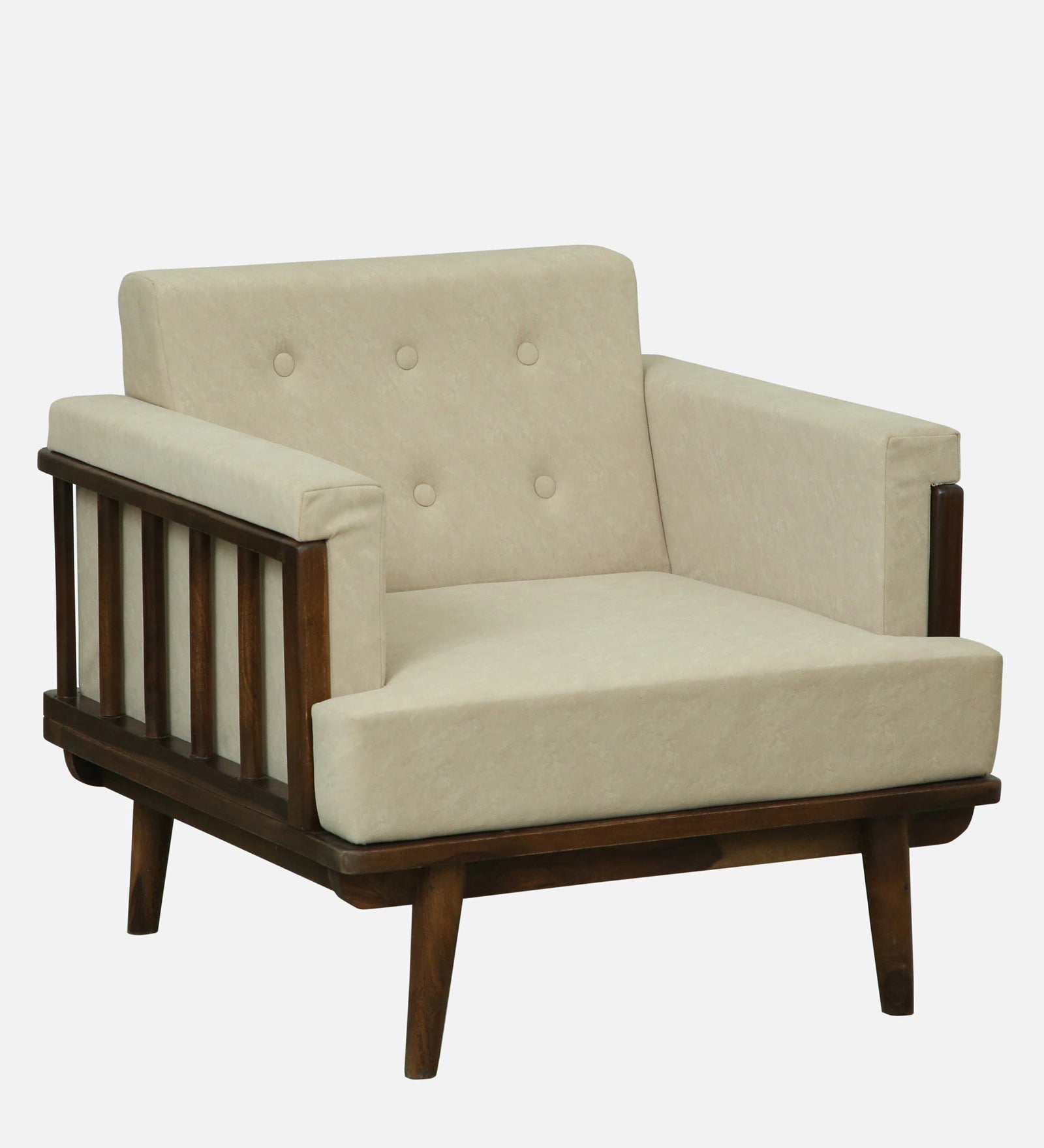 Tivoli Sheesham Wood 1 Seater Sofa In Beige Colour