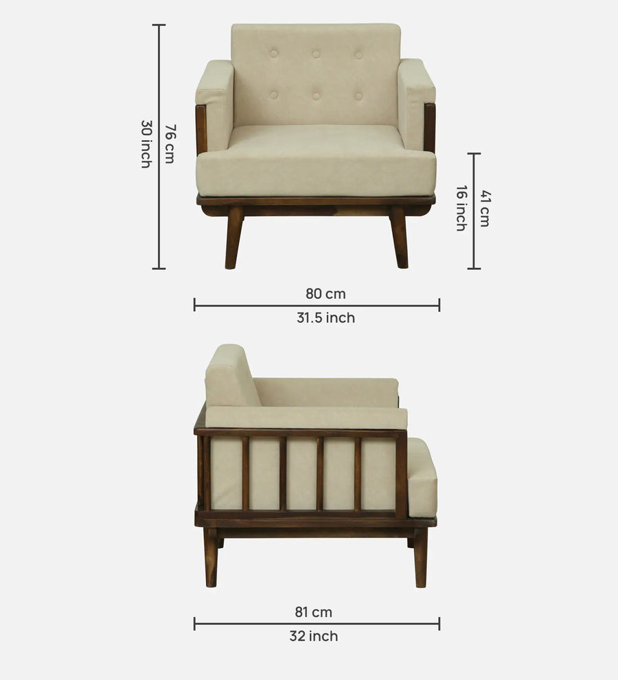 Tivoli Sheesham Wood 1 Seater Sofa In Beige Colour - Febonic Living
