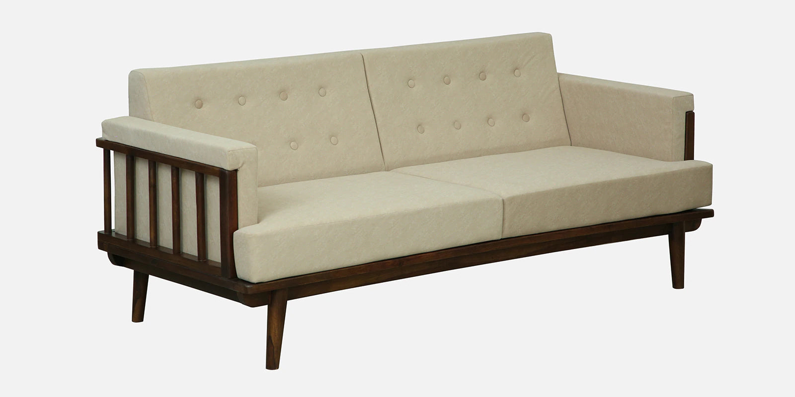 Tivoli Sheesham Wood 3 Seater Sofa In Beige Colour