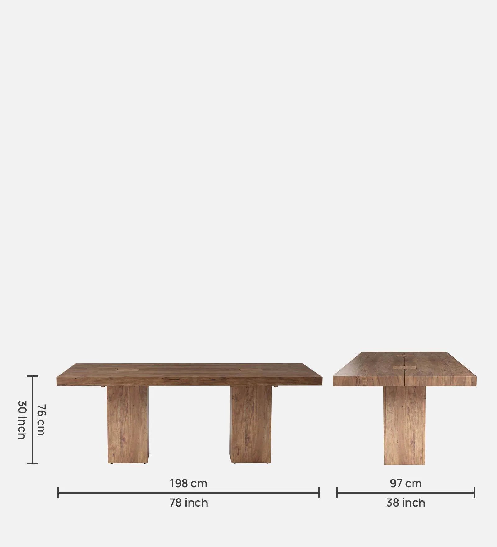 Tusco Solid Wood 6 Seater Dining Table In Premium Acacia Finish - Febonic Living