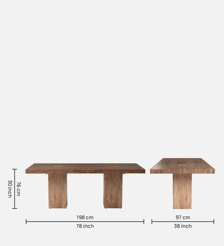Tusco Solid Wood 6 Seater Dining Table In Premium Acacia Finish - Febonic Living
