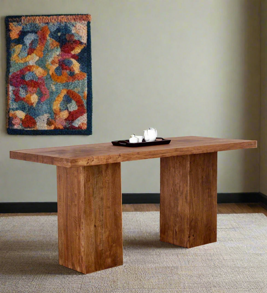 Tusco Solid Wood 6 Seater High Dining Table In Premium Acacia Finish - Febonic Living