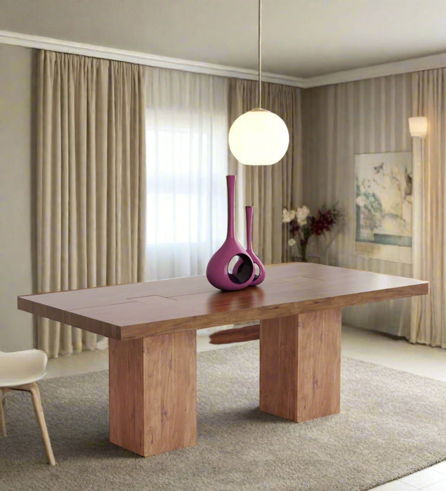 Tusco Solid Wood 6 Seater Dining Table In Premium Acacia Finish - Febonic Living