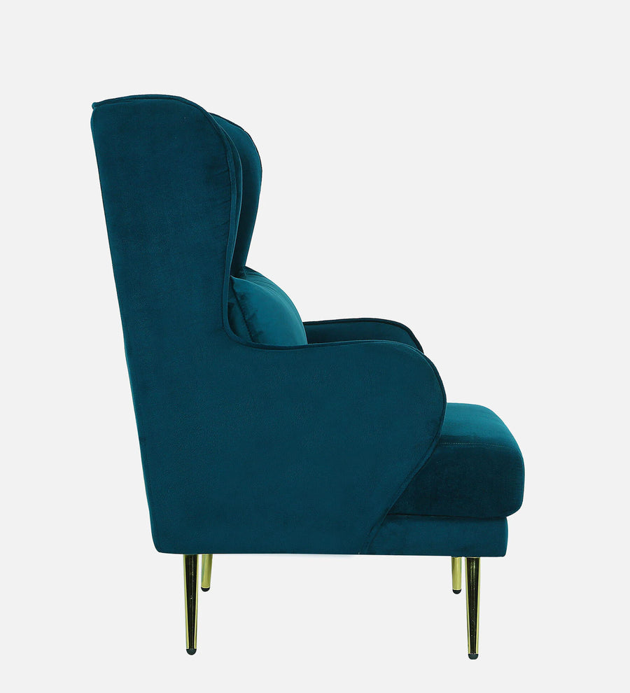 Kova Velvet Wing Chair In Teal Blue Colour - Febonic Living