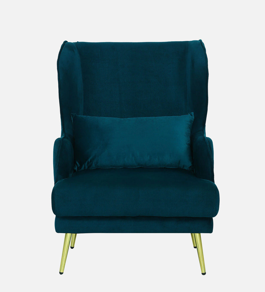 Kova Velvet Wing Chair In Teal Blue Colour - Febonic Living