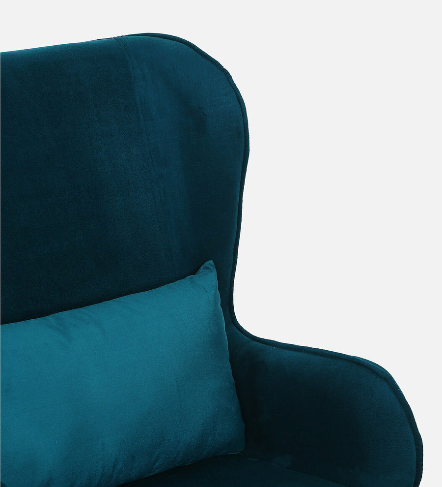 Kova Velvet Wing Chair In Teal Blue Colour - Febonic Living