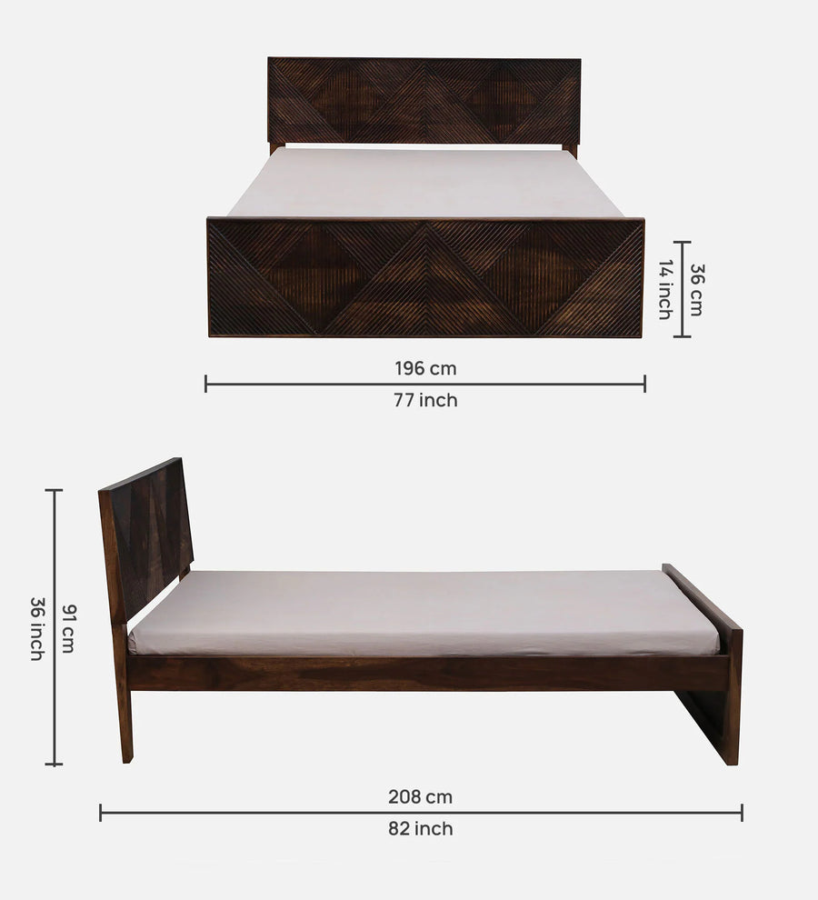 Pari Sheesham Wood King Size Bed In Provincial Teak Finish - Febonic Living