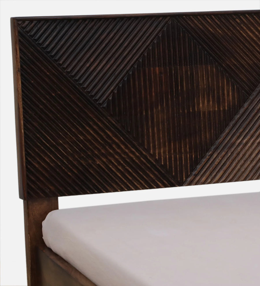 Pari Sheesham Wood King Size Bed In Provincial Teak Finish With Drawer Storage - Febonic Living