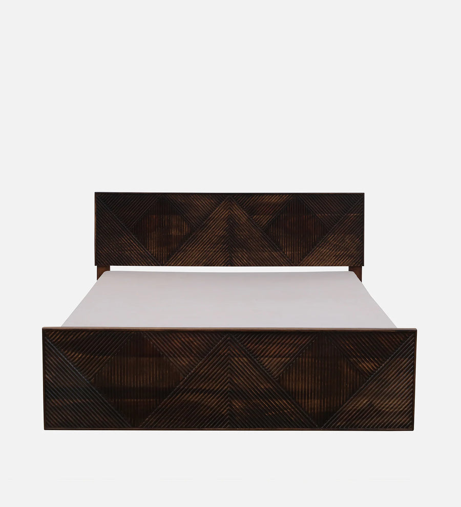Pari Sheesham Wood King Size Bed In Provincial Teak Finish With Drawer Storage - Febonic Living