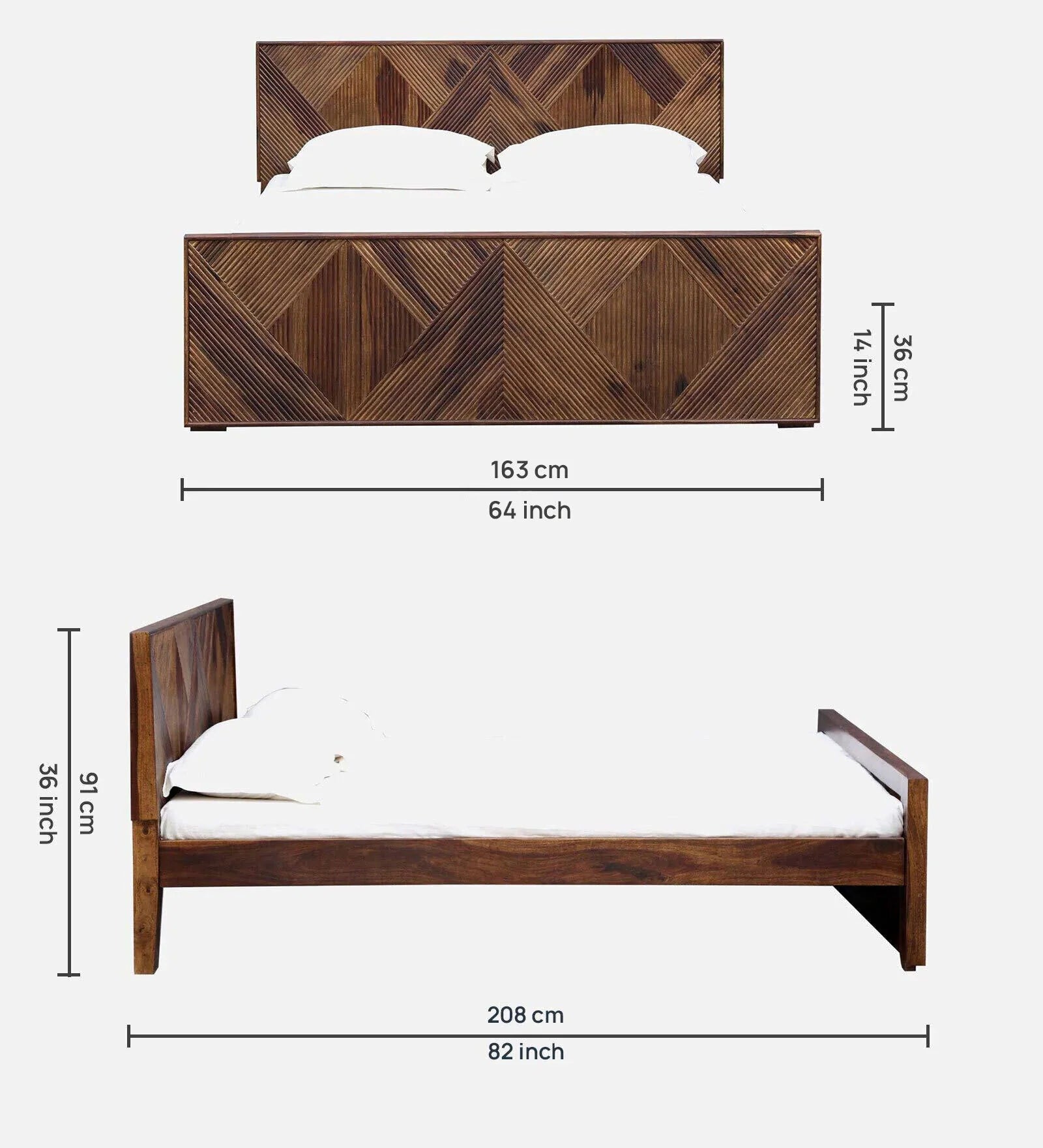 Pari Sheesham Wood Queen Size Bed In Provincial Teak Finish - Febonic Living