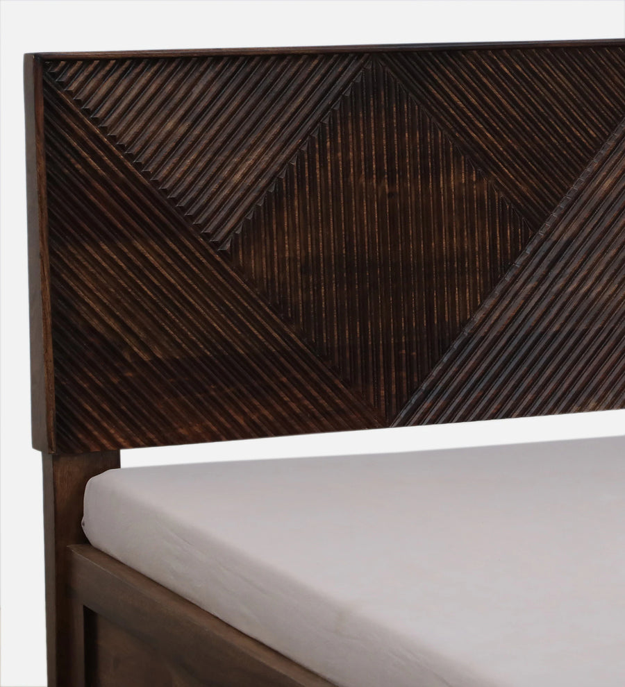 Pari Sheesham Wood King Size Bed In Provincial Teak Finish With Box Storage - Febonic Living