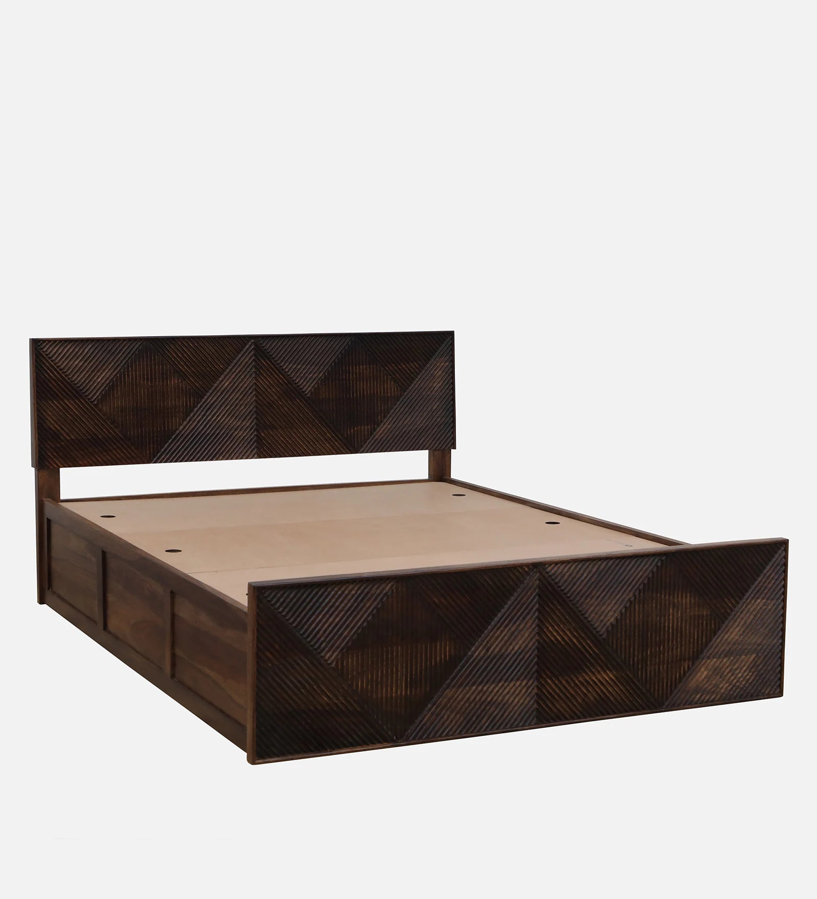Pari Sheesham Wood Queen Size Bed In Provincial Teak Finish With Box Storage - Febonic Living