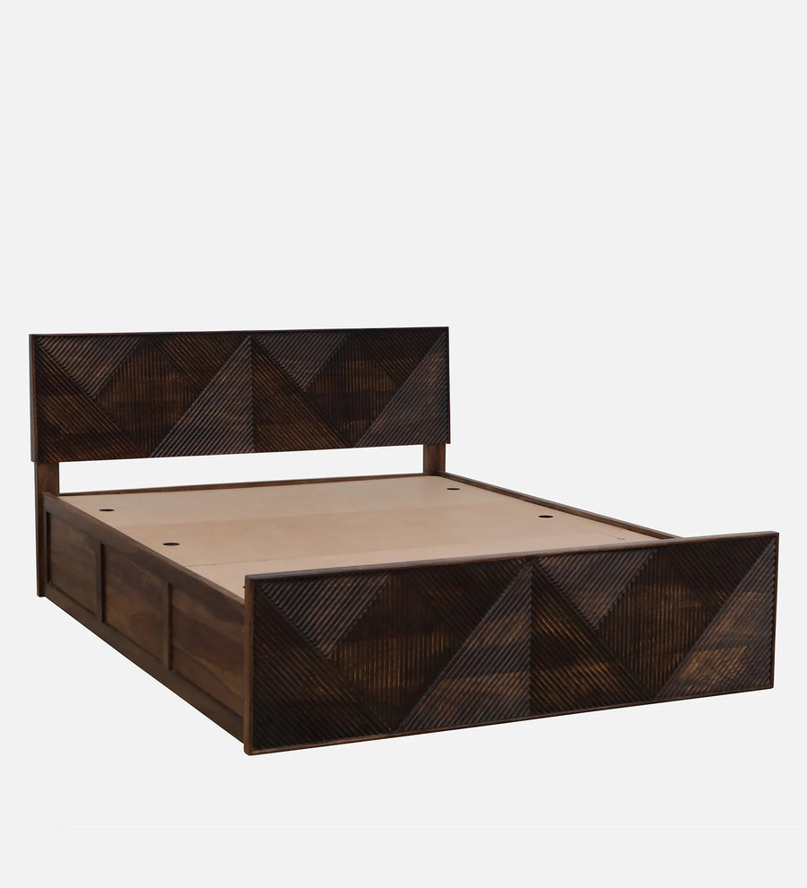 Pari Sheesham Wood Queen Size Bed In Provincial Teak Finish With Box Storage - Febonic Living