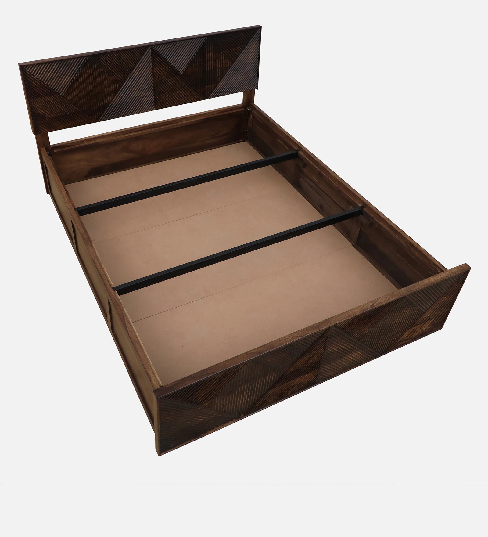Pari Sheesham Wood Queen Size Bed In Provincial Teak Finish With Box Storage - Febonic Living
