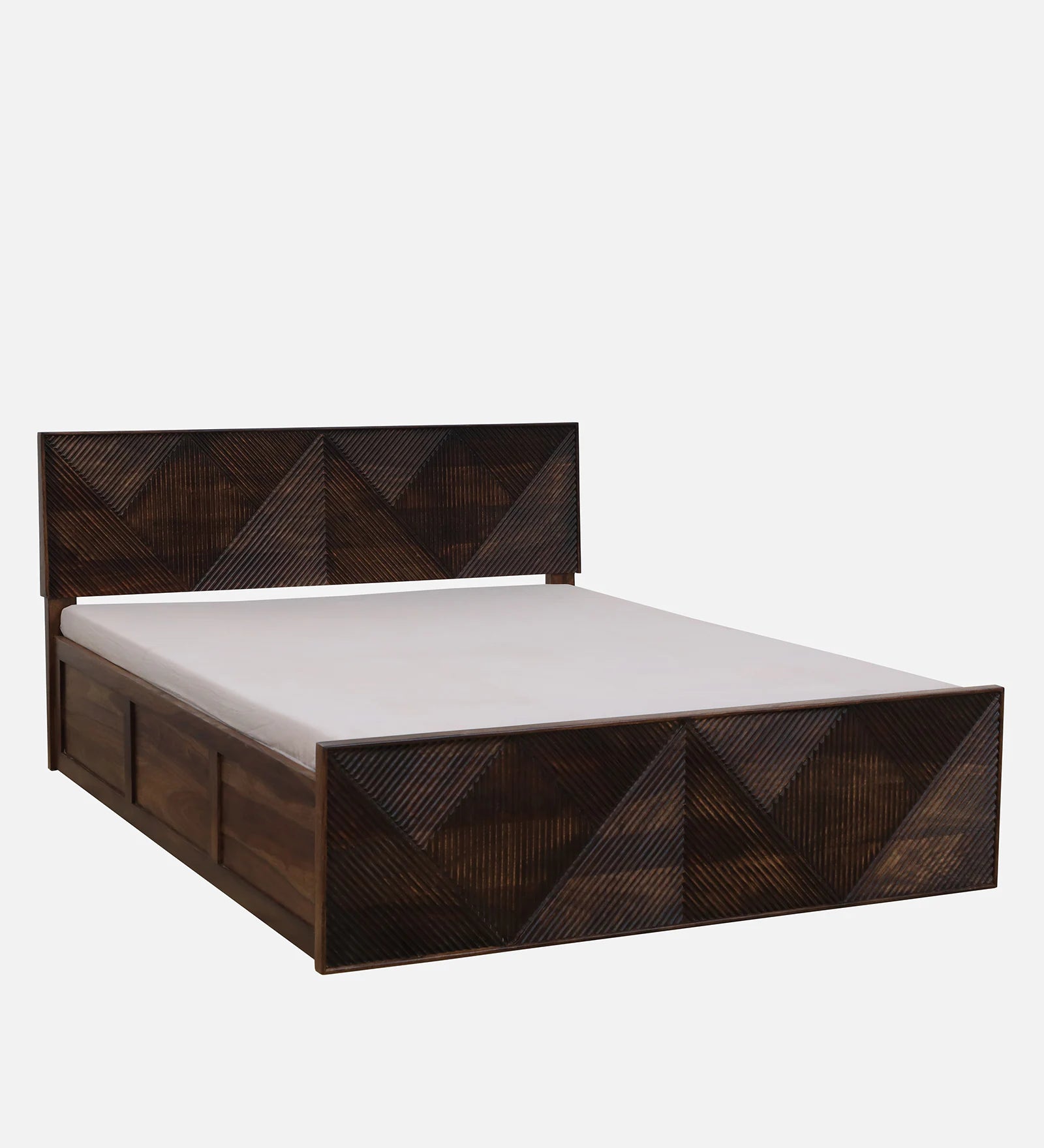 Pari Sheesham Wood Queen Size Bed In Provincial Teak Finish With Box Storage - Febonic Living