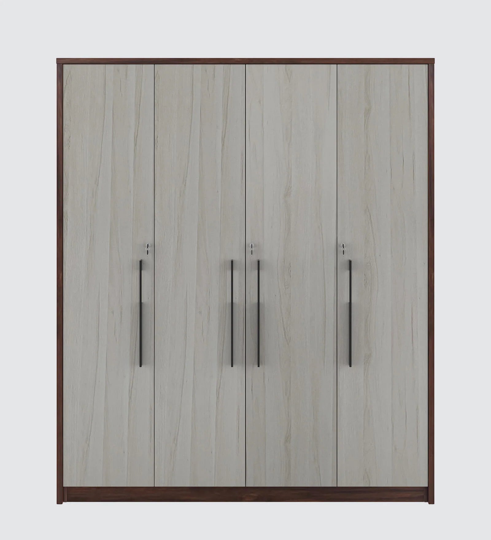 Manta 4 Door Wardrobe in Dark Walnut Color Finish With Locker - Febonic Living