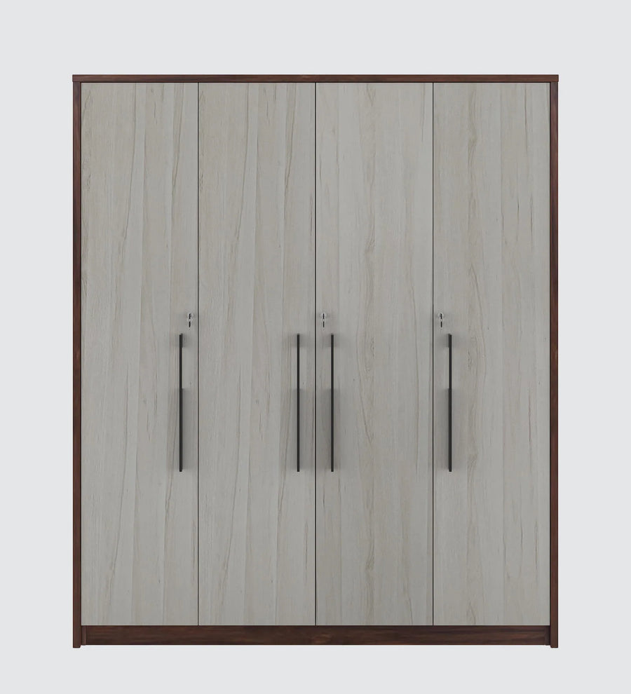 Manta 4 Door Wardrobe in Dark Walnut Color Finish With Locker - Febonic Living