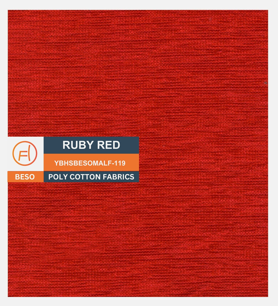 Ruggy Fabric Ottoman In Ruby Red Colour With Storage - Febonic Living