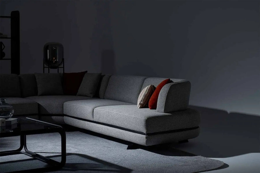 Honda Fabric 6 Seater Corner Sofa In Mush Grey Colour - Febonic Living