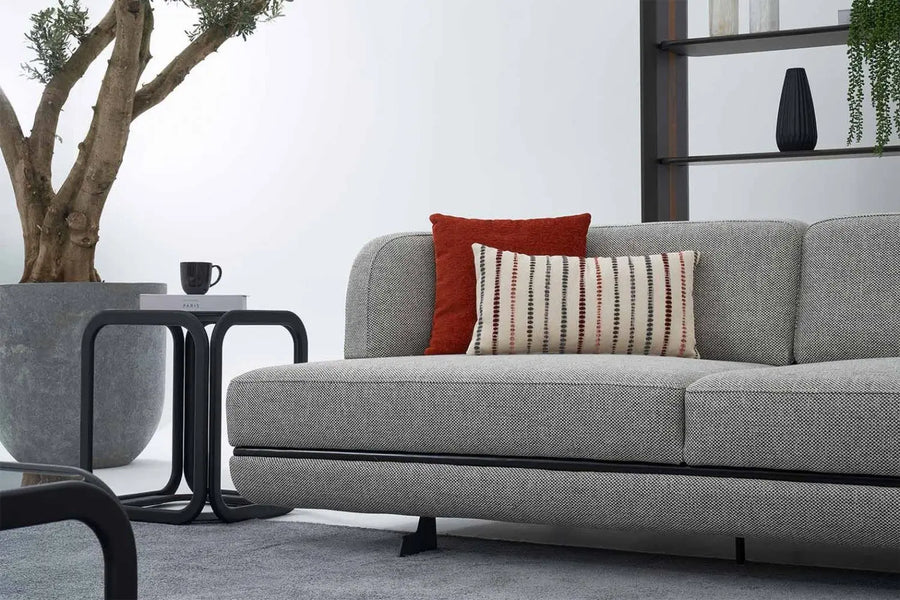 Honda Fabric 6 Seater Corner Sofa In Mush Grey Colour - Febonic Living