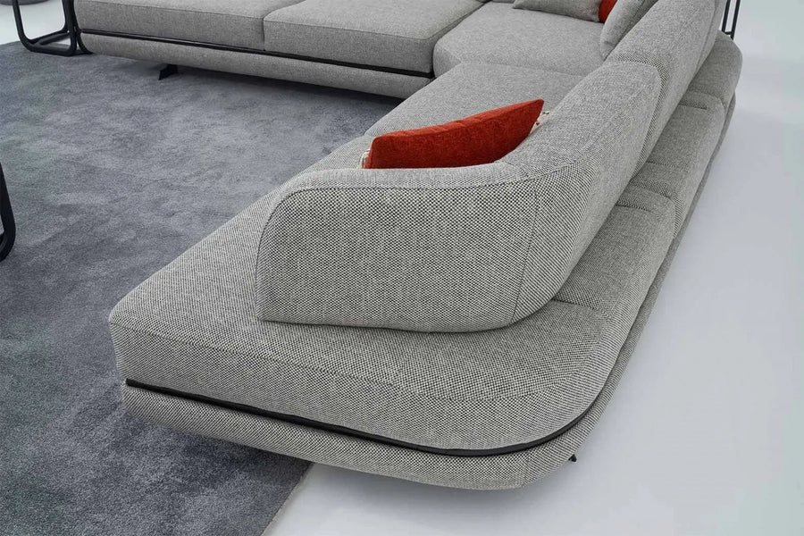 Honda Fabric 6 Seater Corner Sofa In Mush Grey Colour - Febonic Living