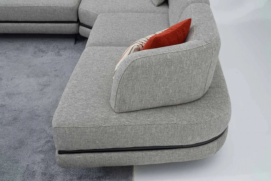 Honda Fabric 6 Seater Corner Sofa In Mush Grey Colour - Febonic Living