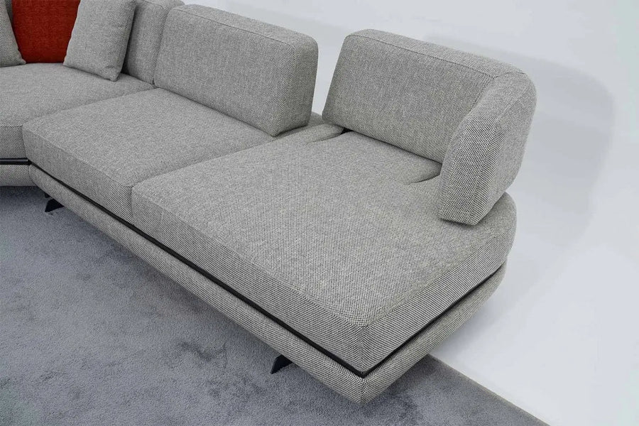 Honda Fabric 6 Seater Corner Sofa In Mush Grey Colour - Febonic Living