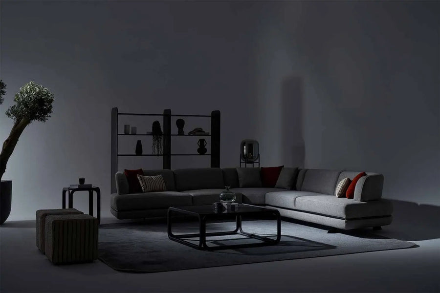 Honda Fabric 6 Seater Corner Sofa In Mush Grey Colour - Febonic Living