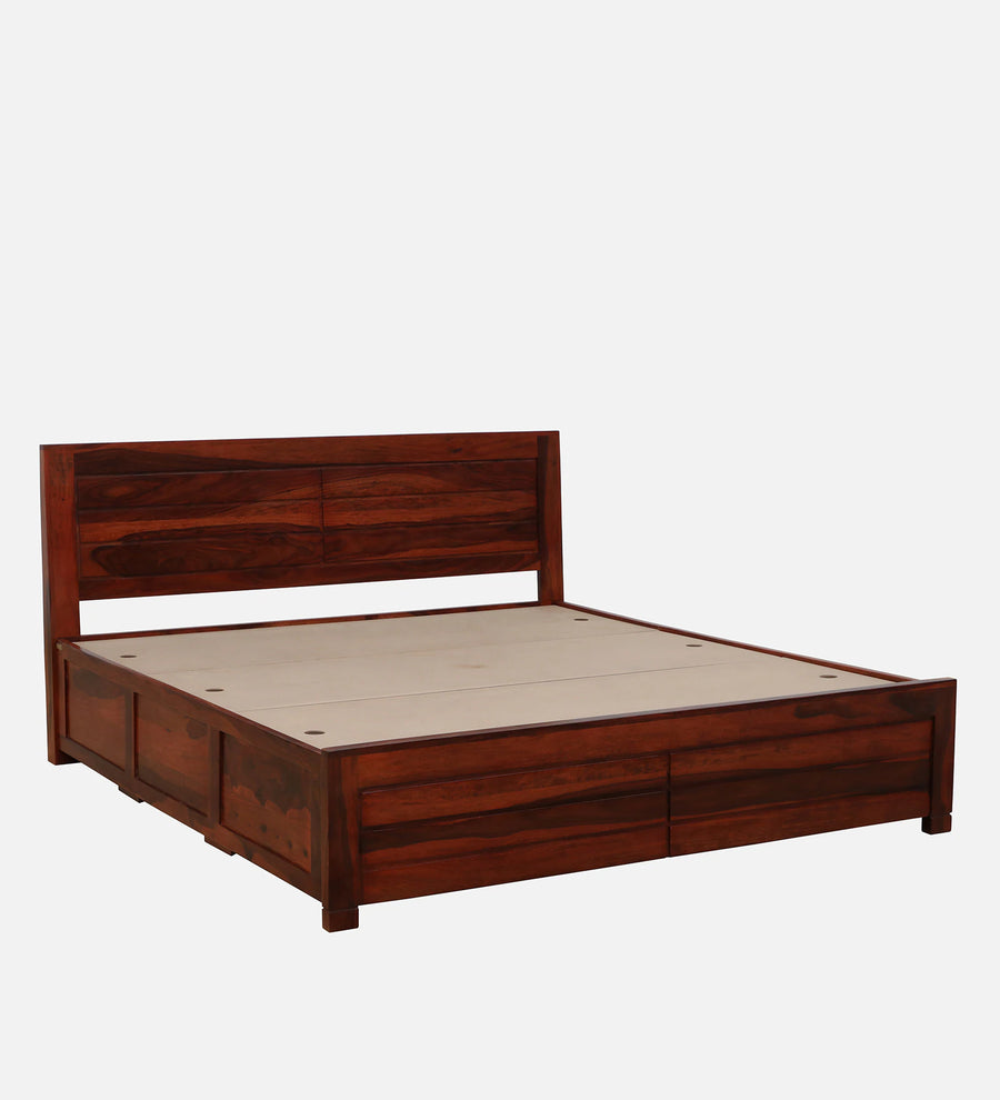 Mejun Sheesham Wood King Size Bed In Honey Oak Finish With Box Storage - Febonic Living