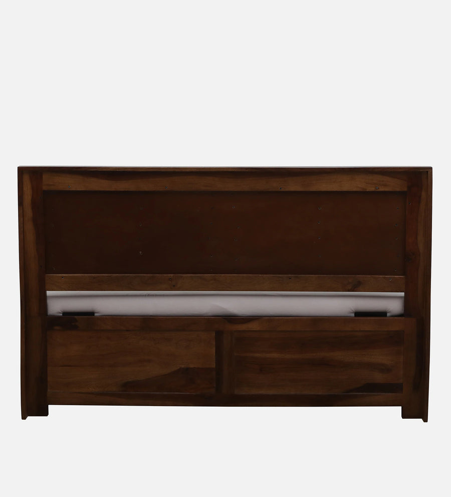 Mejun Sheesham Wood Queen Size Bed In Provincial Teak Finish With Beige Padded Headboard Hydraulic Storage - Febonic Living