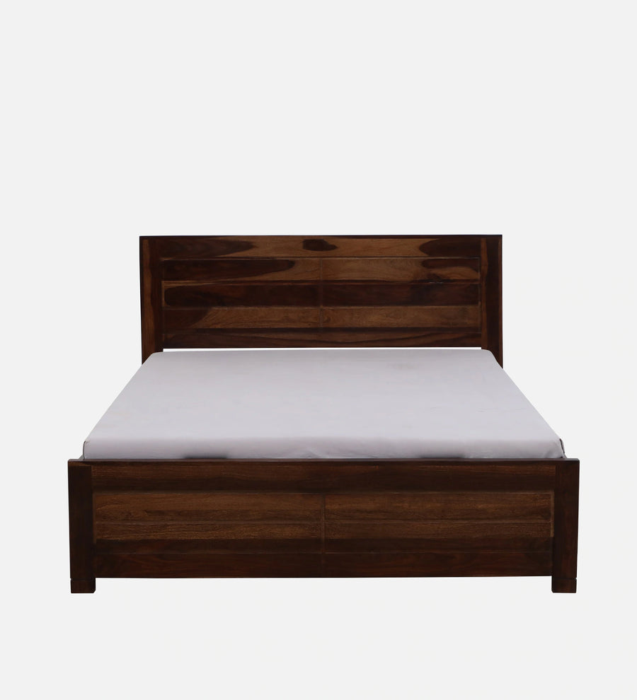 Mejun Sheesham Wood King Size Bed In Provincial Teak Finish With Hydraulic Storage - Febonic Living