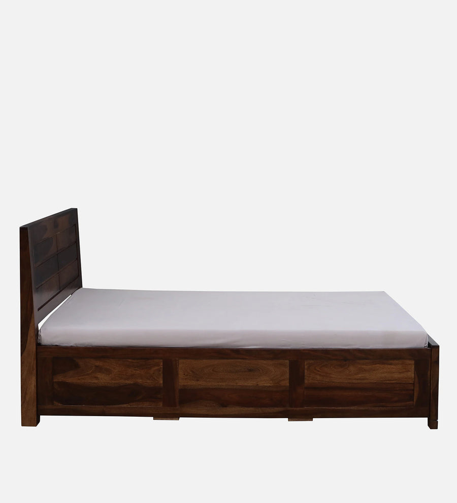 Mejun Sheesham Wood King Size Bed In Provincial Teak Finish With Hydraulic Storage - Febonic Living