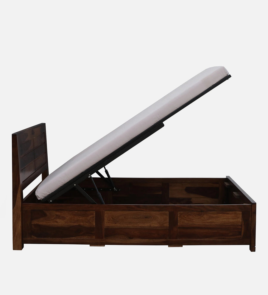 Mejun Sheesham Wood King Size Bed In Provincial Teak Finish With Hydraulic Storage - Febonic Living