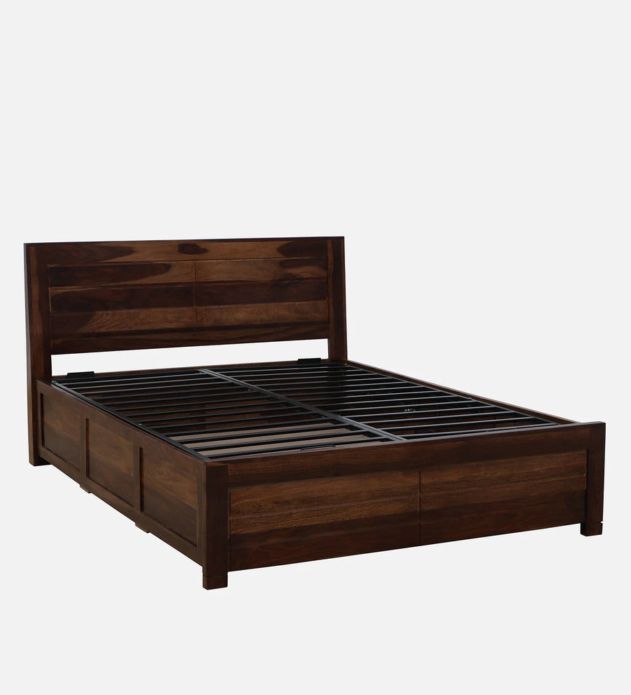 Mejun Sheesham Wood King Size Bed In Provincial Teak Finish With Hydraulic Storage - Febonic Living